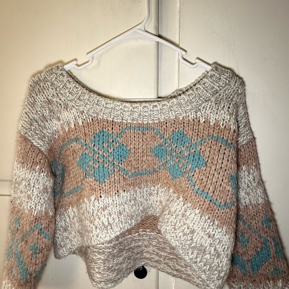 FREEPEOPLE fair isle cropped sweater size Medium women’s - Picture 3 of 6